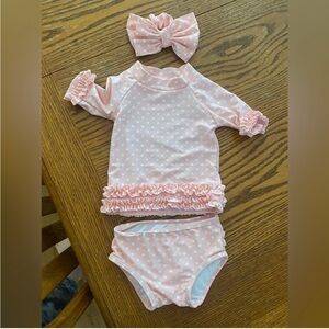Ruffle Butts Pink Polka Dot Swim Set